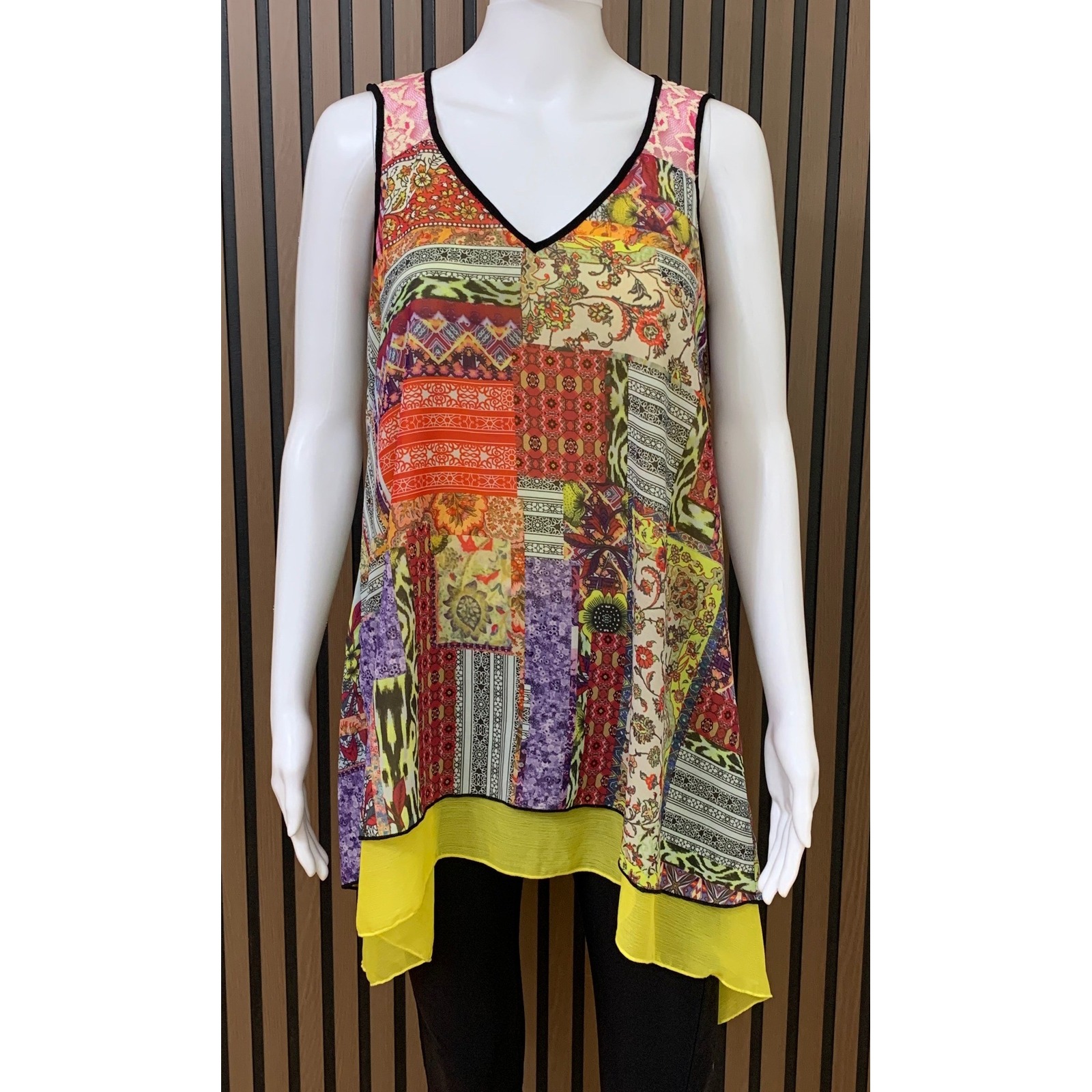Poeme By Citron Women's Sleeveless Patchwork Lace Back Tunic Top Multi S